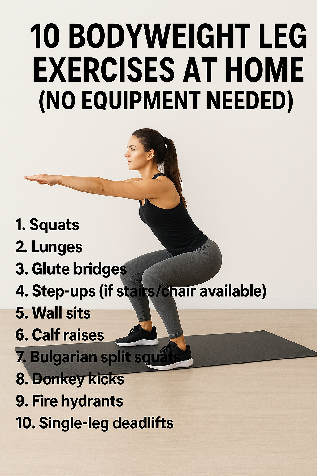 10 Bodyweight Leg Exercises at Home (No Equipment Needed)